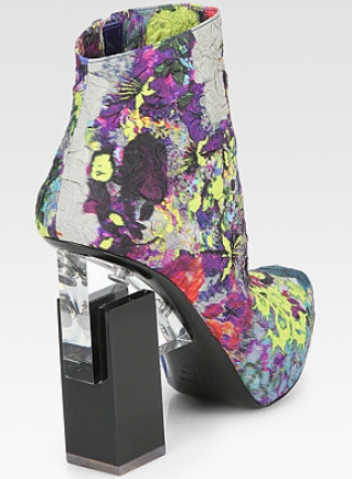 Nicholas Kirkwood - Erdem Floral-Print Cotton Ankle Boot $1595 (back view)