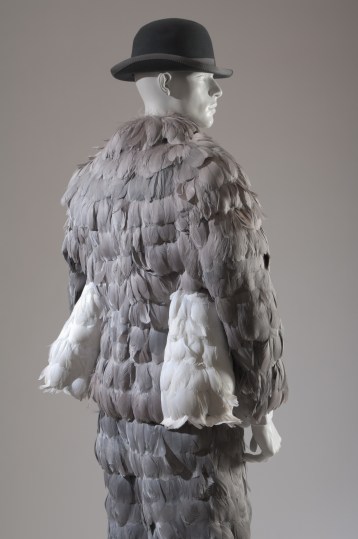 THOM BROWNE, pheasant feather/wool suit and grey felted fur bowler hat, fall/winter 2008-2009, USA, Photograph MFIT / CFDA