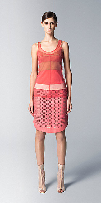 Reed Krakoff - Layered Block Stripe Tank and Perforated Curved Pencil Skirt 