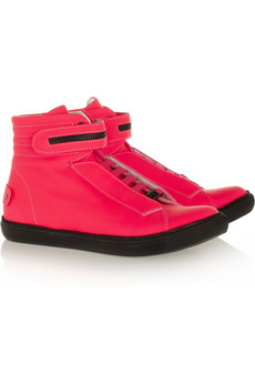 Karl Lagerfeld Leather High-top Wedge Sneakers $345