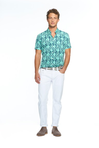 Banana Republic Milly Collection Pool Green Short-Sleeve Floral Print Shirt, $64.50
