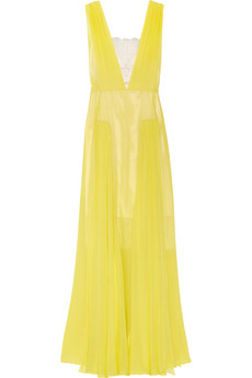 By Marlene Birger - Nadra Plunge-front Silk Chiffon Gown $875