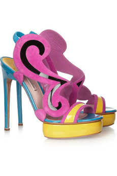 Nicholas Kirkwood - Color-block Suede and Patent-Leather Sandal $1210