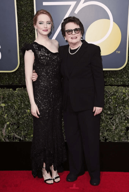 Emma Stone in Louis Vuitton with Billie Jean King